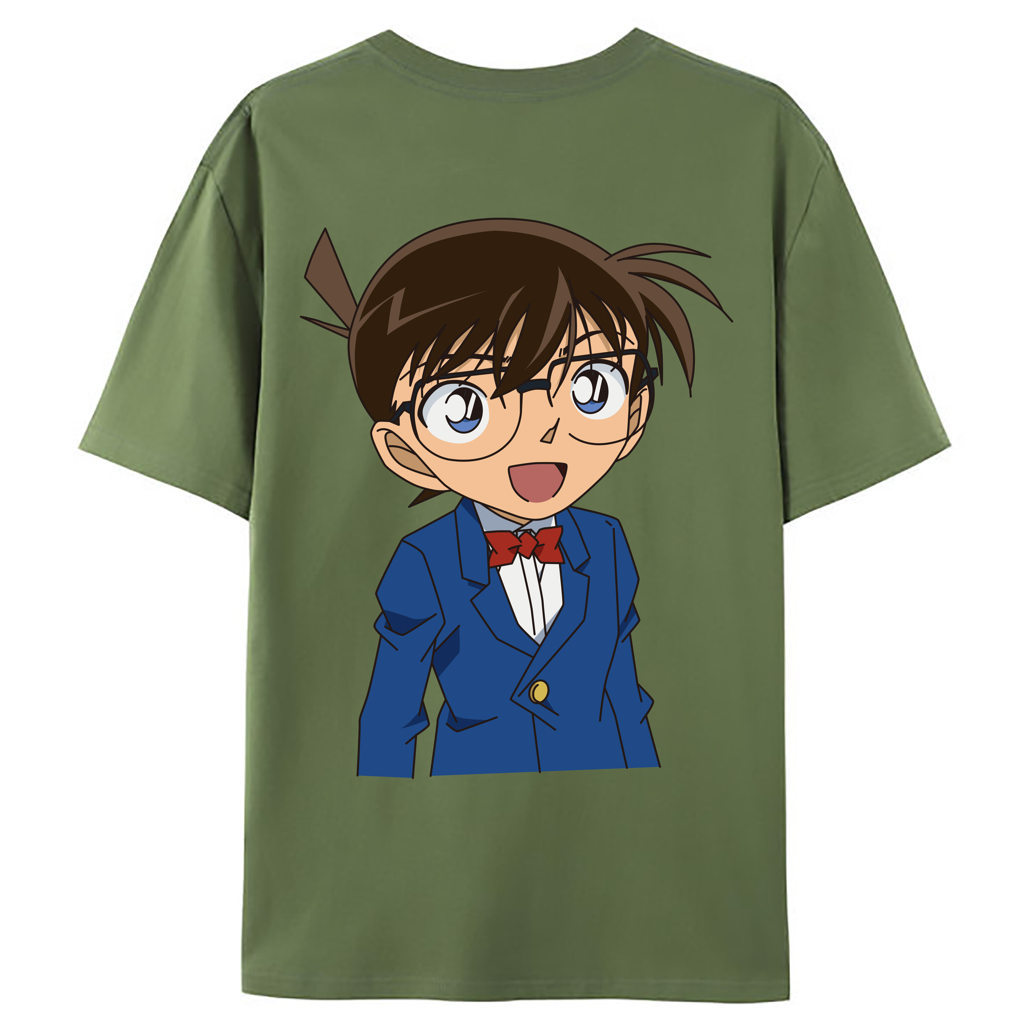 （画像用） 名探偵コナン 江戸川 コナン Detective Conan Conan Edogawa 綿100％ メンズ半袖Tシャツ（バックプリント） 通気性